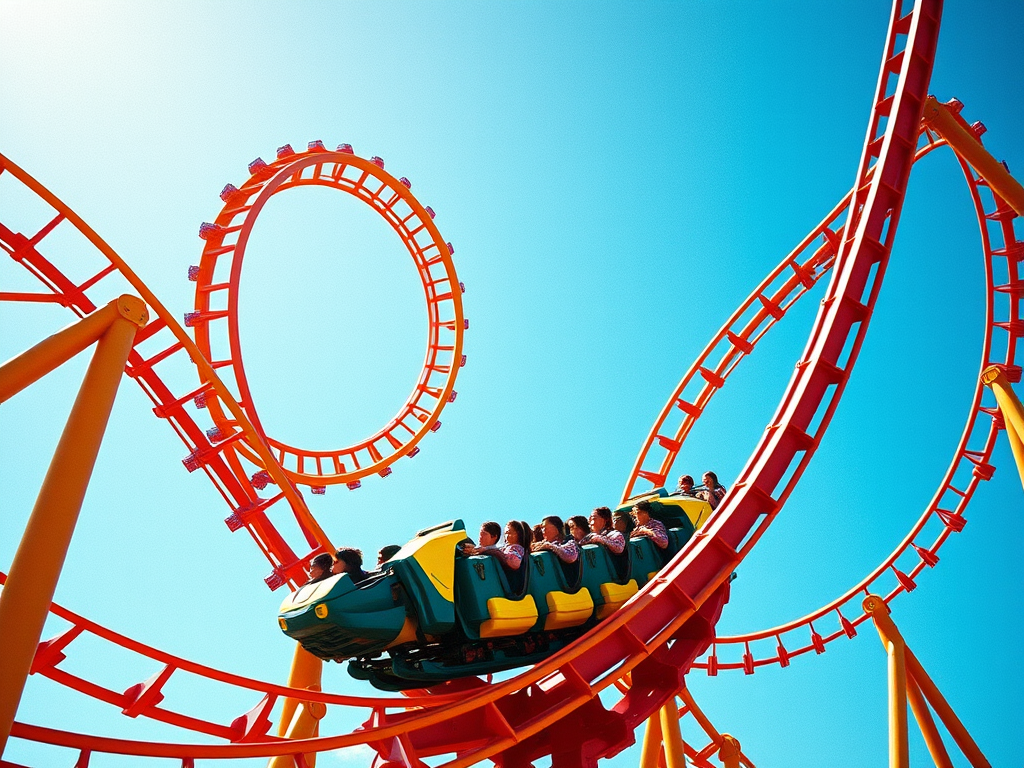 Achterbahn mit vielen Loopings