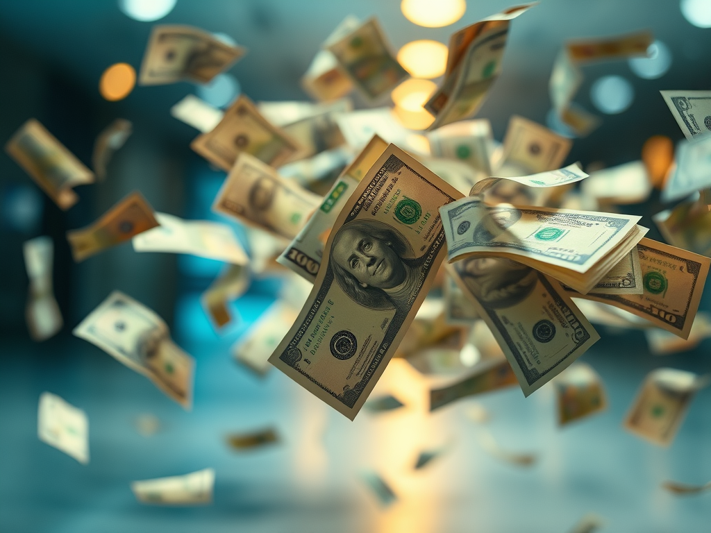 Dollarscheine die vom Himmel fallen