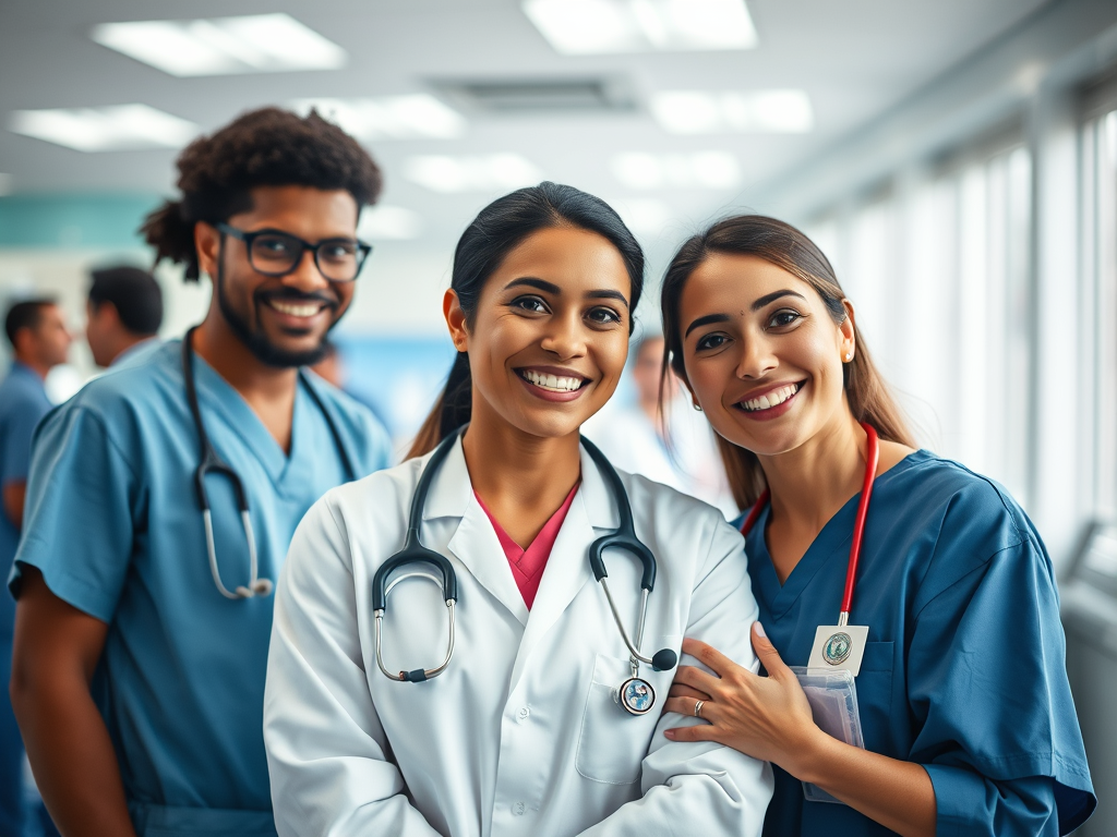 Junge Doktorin und Krankenschwester