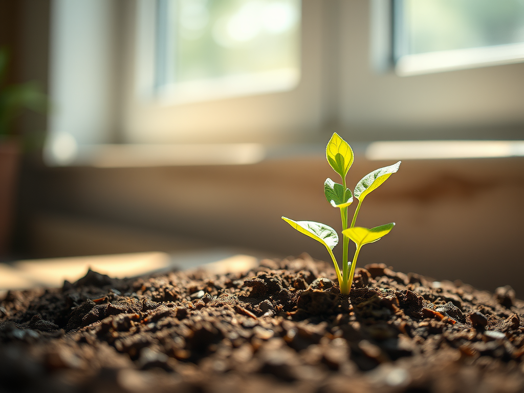 Kleiner Spross der aus dem Boden wächst