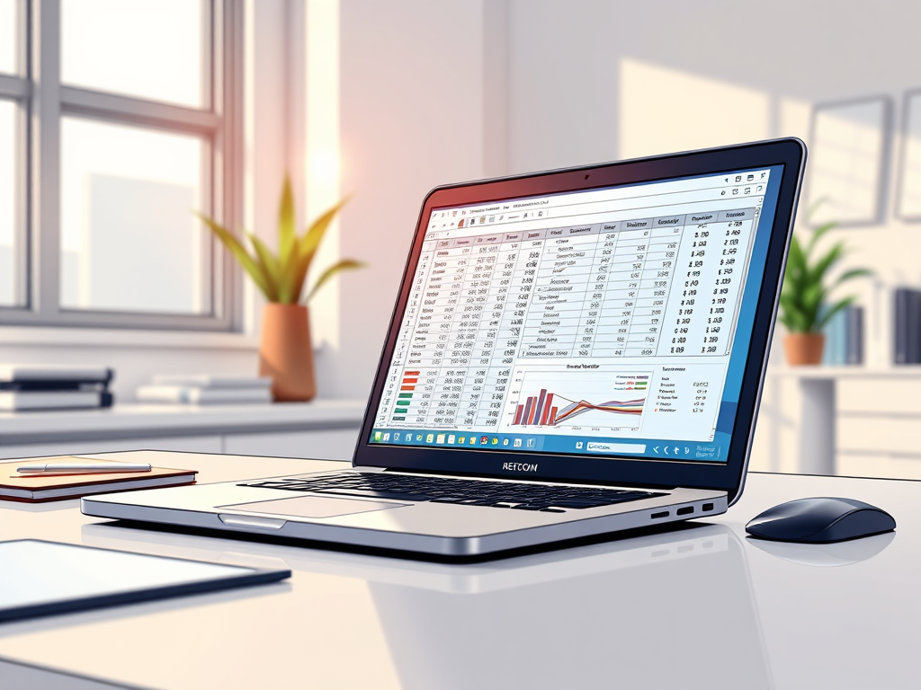 Laptop mit Analyse in Excel