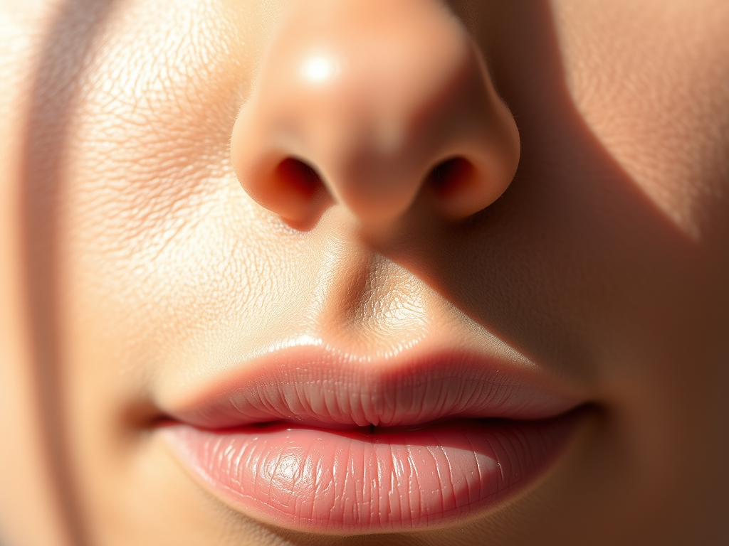 Ausschnitt eines Gesichts mit der Nase im Zentrum