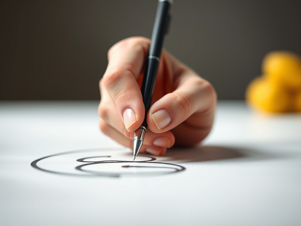 Hand die einen Stift führt und schreibt